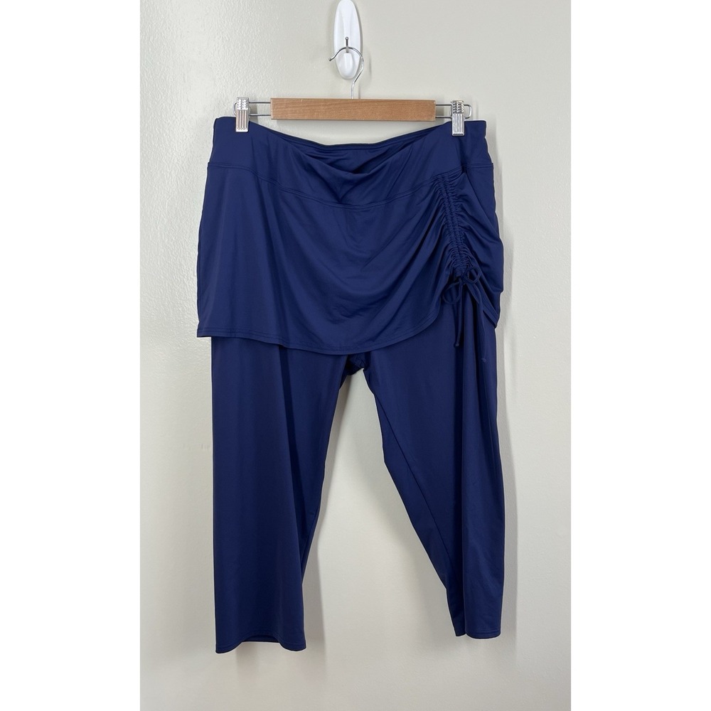 Lands End Skirted Swim Leggings Womens XL Blue Modest Vacation Beach